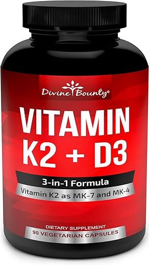 Divine Bounty - Vitamina K2 (MK7) – Benefícios para a saúde óssea e cardiovascular | Marca XYZ
