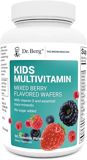 Dr. Berg Nutritionals - Dr. Berg Kids Chewable Multivitaminas – 20 Nutrientes Essenciais – Sem Açúcar – Vitamina Diária para Crianças