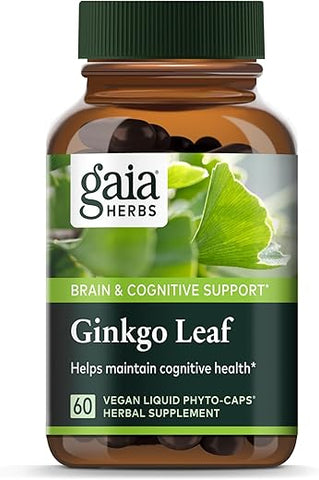 Ginkgo Leaf – Suplemento Herbal Orgânico para Circulação e Função Cerebral Saudáveis – 60 Cápsulas Líquidas Veganas de Fitoterapia (20 Dias de Fornecimento) - Gaia Herbs