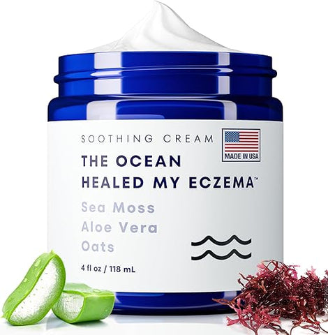 The Ocean Healed My Eczema - Creme Calmante Natural – Algas Marinhas Aveia Coloidal – para Pele Propensa a Eczema Psoríase – Minerais do Mar – para Pele Sensível – Creme Hidratante para Eczema em Pele Seca (120g)