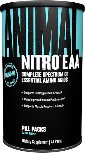 Nitro EAA – Recuperação e Reparo Pós-Treino, Suporte ao Crescimento Muscular Magro, Espectro Completo de Aminoácidos Essenciais - Animal