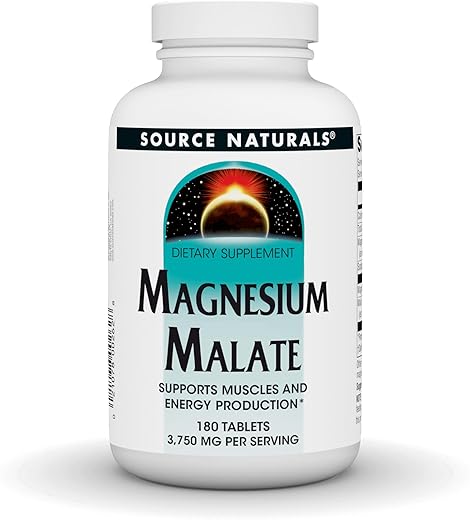 Magnesium Malate – 3750mg por Porção – Suplemento Essencial de Ácido Málico de Magnésio – 180 Comprimidos - Source Naturals