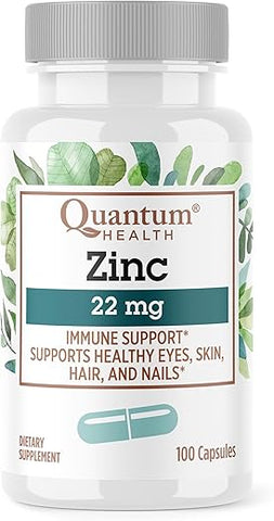 Suplemento de Zinco Gluconato 22mg para Impulso Diário à Imunidade, Energia, Olhos Saudáveis, Cabelo e Pele - Quantum Health
