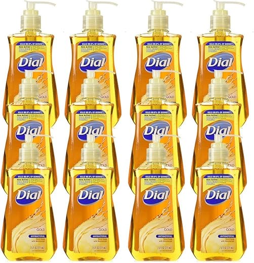 Sabonete Líquido Antibacteriano Dial Com Hidratante, Dourado, 221 ml (12 Unidades)