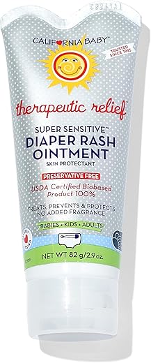 Creme para Assaduras Super Sensível Sem Fragrância | Óxido de Zinco | 100% Bio-Based | Hipoalergênico | Creme Calmante para Assaduras de Bebê | 82 g - California Baby