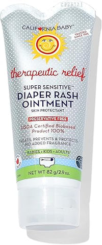 Creme para Assaduras Super Sensível Sem Fragrância | Óxido de Zinco | 100% Bio-Based | Hipoalergênico | Creme Calmante para Assaduras de Bebê | 82 g - California Baby