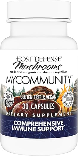 MyCommunity Cápsulas – Suplemento de Cogumelos com 17 Espécies para Apoio Imunológico – Auxílio Herbal com Cabeça de Leão, Reishi, Chaga, Cordyceps, Cauda de Peru - Host Defense