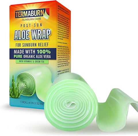 TermaBurn - Aloe Wrap para Alívio de Queimaduras Solares – Novo Tratamento Orgânico de Pele com Aloe em Gel Hidratante para Alívio Duradouro de Dor, Coceira e Descamação. Fabricado nos EUA com 100% de certificação