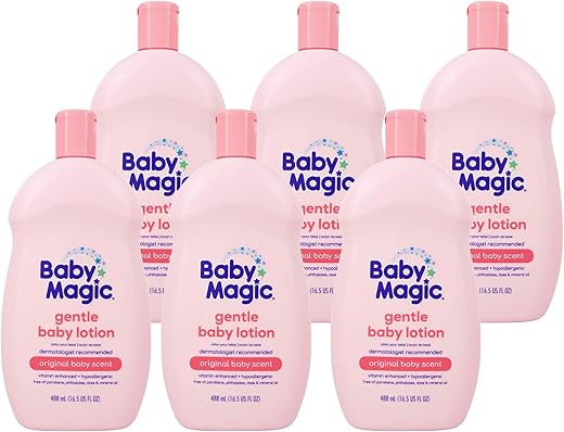Baby Magic - Loção Suave para Bebês Baby Magic | 16,5 fl oz (Pack com 6) | Vitaminas | 495 ml (Pack com 6) |