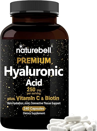 Ácido Hialurônico 250mg | 240 Cápsulas, com Biotina 5000mcg | NatureBell - NatureBell