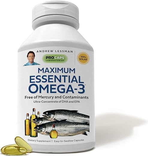 Ômega-3 Essencial Máximo sem Sabor, 60 Softgels – Óleo de Peixe Ômega-3 Ultra Puro 1200 mg – Alto DHA, Óleo de Peixe Ômega 3 sem Mercúrio – Pequeno, Fácil de - ANDREW LESSMAN