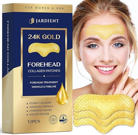 Jardient - Patches de Colágeno para Rugas na Testa: 12 Pacotes, Tratamento Anti Rugas com Patches Faciais para Rugas na Testa