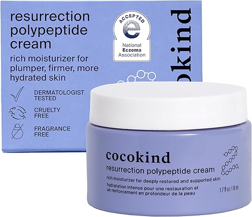 Resurrection Creme Polipeptídeo, Hidratante Facial com Peptídeos e Esqualano, Creme Reparador de Barreira Cutânea Anti-Envelhecimento para Pele Seca - Cocokind