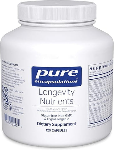 Longevity Nutrients | Complexo Multivitamínico/Mineral para Apoiar o Envelhecimento Saudável, Função Cerebral, Olhos, Ossos e Saúde Vascular* | 120 Cápsulas - Pure Encapsulations