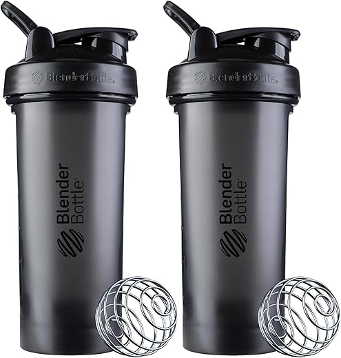 Classic V2 – Garrafa Shaker Perfeita para Shake de Proteína e Pré-Treino, 28 ml, Preta, 2 Unidades - BlenderBottle