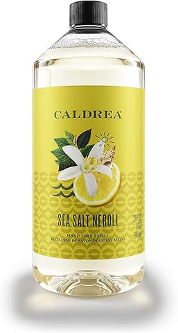 Recarga de Sabonete Líquido Caldrea, Gel de Aloe Vera, Óleo de Oliva e Óleos Essenciais para Limpar e Condicionar, Fragrância de Sal Marinho e Neroli, 946 ml