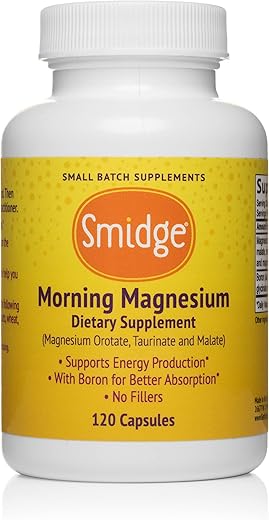 Cápsulas de Magnésio Matinal, 120 un. Suplemento Puro de Magnésio para Apoiar um Impulso Natural de Energia - Smidge
