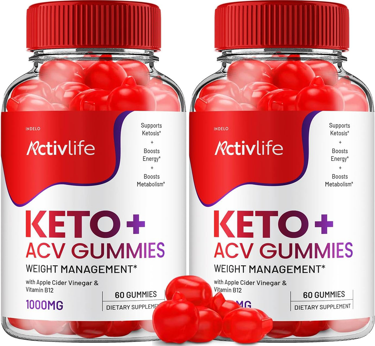 Indelo - ActivLife Keto ACV Gummies – Gomas de Vinagre de Maçã Keto Ativas da ActivLife, Fórmula Avançada de 1000mg ActivLife Keto ACV Gummies (2 Pacotes – 120 Gomas)
