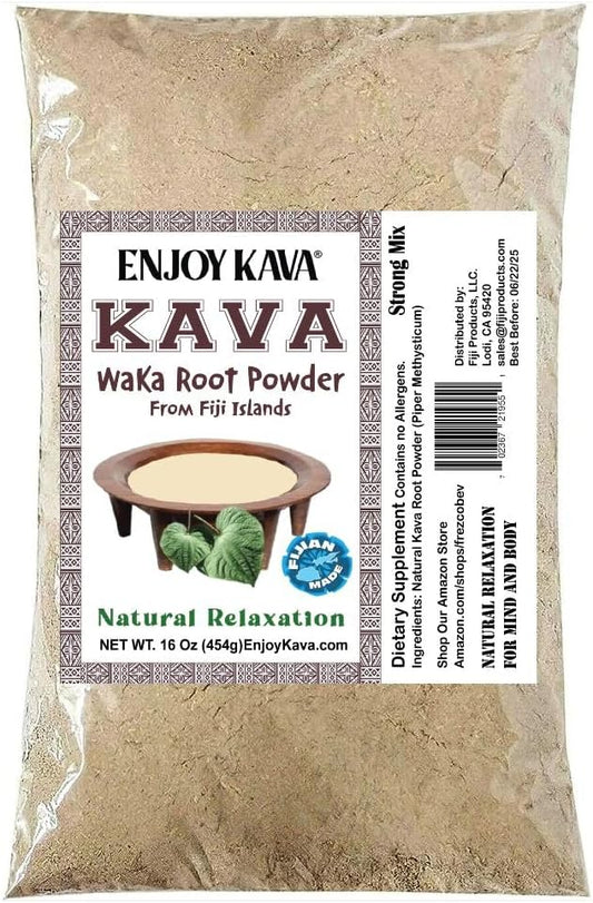 Enjoy Kava - Pó de Raiz de Kava Nobre (16 Oz Bag) Bebida Herbal Kava – 100% Natural e Puro | 454g