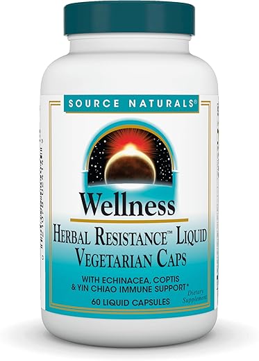 Wellness Herbal Resistance – Echinacea e Coptis | Fortaleça sua imunidade | 60 cápsulas - Source Naturals
