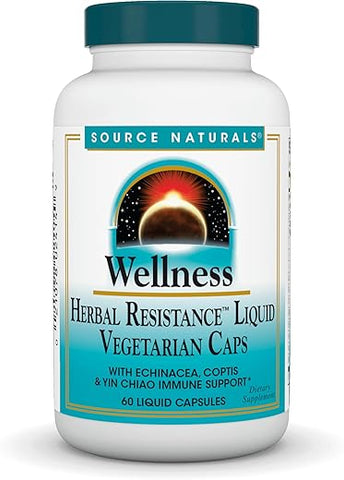 Wellness Herbal Resistance – Echinacea e Coptis | Fortaleça sua imunidade | 60 cápsulas - Source Naturals