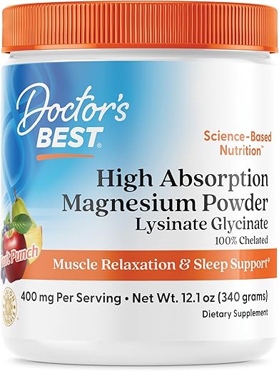Doctor's BEST - Pó de Magnésio Sabor Frutas – Marca: Fruit Punch – 100g