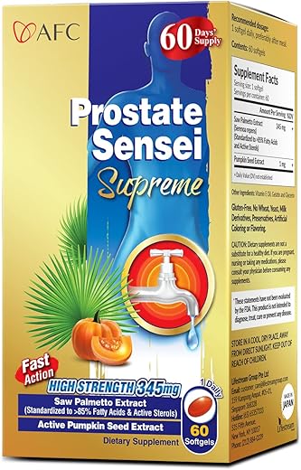 Japan Prostate Sensei Supreme – Saw Palmetto com >85% de Ácidos Graxos – 60 cápsulas - AFC