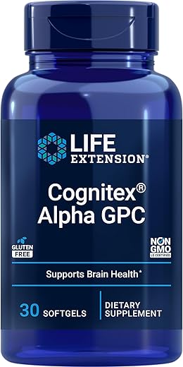 Cognitex Alpha GPC – Fosforilcolina de Alfa-Gliceril, Fosfatidilserina, Extrato de Mirtilo – Saúde Cognitiva Fortalecida – Livre de Transgênicos, Sem Glúten - Life Extension