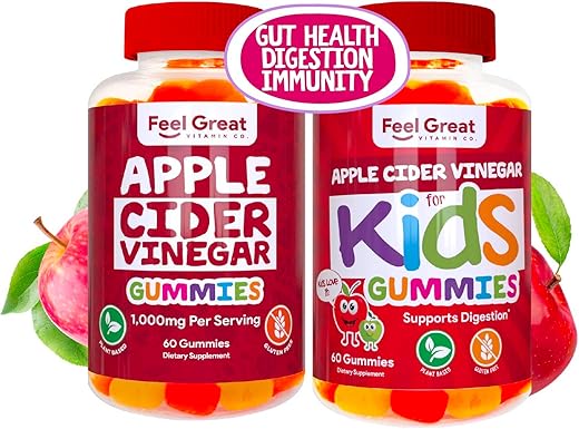 The Feel Great Vitamin Company - Feel Great Vitamin Co. Gomas de Vinagre de Maçã | Multipack para Crianças e Adultos | Suporte Digestivo Antioxidante Natural Absorção de Nutrientes Saudáveis