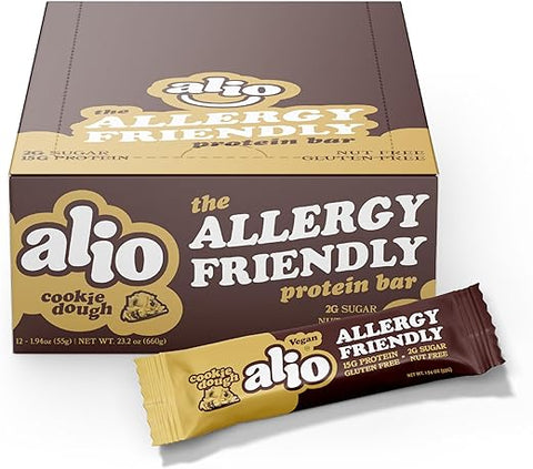 Live Alio - Alio: Barra de Proteína sem os 9 Principais Alérgenos | Alta Proteína | Sem Nozes | Baixa Caloria | Vegana | Sem Glúten | Não-OGM | Kosher | Baseada em Plantas | Sabor Incrível! 12 Barras em uma Embalagem