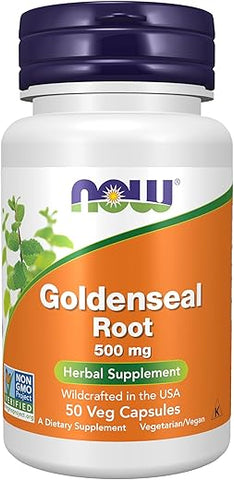 NOW Foods - NOW Supplements, Raiz de Goldenseal (Hydrastis canadensis) 500 mg, Cápsulas Vegetais 50 Unidades