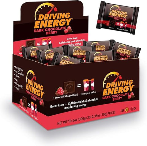 Chocolate Escuro Energético com Cafeína para Ajudar a Ficar Acordado e Trabalhar, Sem Quedas 30 Unidades (Fornecimento de Um Mês), 1.0g - ZenEvo