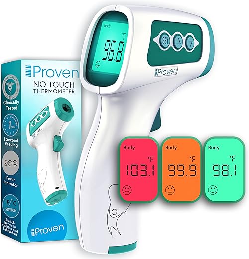 iProvèn - Termômetro Infravermelho para Testa de Adultos e Bebês, Elegível para FSA HSA, Sem Contato, Termômetro iProven, Leitura Instantânea Precisa em 1seg, 3 em 1 com Alarme de Febre