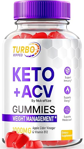 NutraRize - TurboRipped Keto Gummies ACV – Gomitas de Maçã, Suplemento de Vinagre de Maçã, Keto Natural, Premium Plus Gummy (60 Gummies)