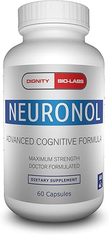 Neuronol by Dignity Bio-Labs: Fórmula de Saúde Cerebral para Suporte à Memória, Foco, Clareza e Concentração – #1 Nootrópico com Dmae, Bacopa Monnieri, Ginkgo Biloba – 60 cápsulas