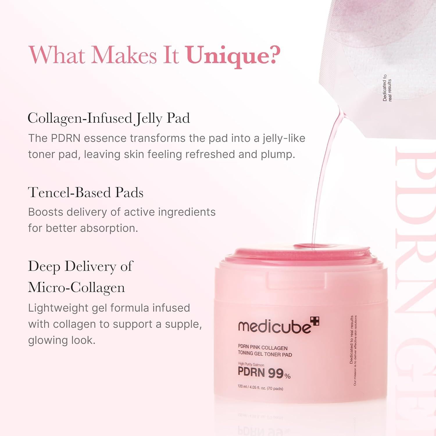medicube Toner Pads Salmon DNA PDRN Pink Collagen Jelly Pad | Korean Gel Toner Pad | Niacinamide, Madecassoside, Retinol | Soothing, Radiance, Uneven Skin Tone | Korean Skin Care | 70 Pads (1 Pack)