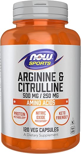 NOW Foods - Now Foods ARGININE 500mg CITRULLINE 250MG 120 CAPS 2 Pack – Aumente sua energia e desempenho com este suplemento de alta qualidade