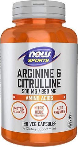 NOW Foods - Now Foods ARGININE 500mg CITRULLINE 250MG 120 CAPS 2 Pack – Aumente sua energia e desempenho com este suplemento de alta qualidade