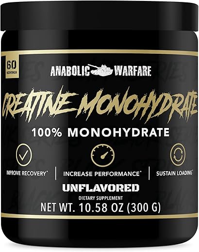 Creatine Monohydrate – Recuperação Pós-Treino, Aumento de Desempenho, Sustentação de Carga, Creatina Premium* (60 porções) - Anabolic Warfare