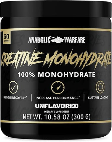 Creatine Monohydrate – Recuperação Pós-Treino, Aumento de Desempenho, Sustentação de Carga, Creatina Premium* (60 porções) - Anabolic Warfare