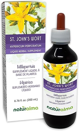 Erva de São João (Hypericum perforatum) com Flores – Tintura sem Álcool de 200 ml – Extrato Líquido em Gotas – Vegano - Naturalma