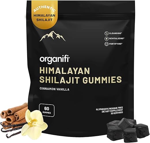 Shilajit Gummies – Shilajit Himalaia para Homens e Mulheres com PrimaVie Shilajit, 40+ Minerais Traços e Mais – Equilibrador Hormonal, Aumenta Energia Celular, Supera - Organifi