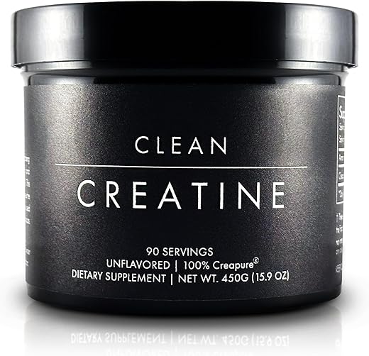 CLEAN - Clean Creatine – Pó de Monohidrato de Creatina Creapure® 100% para Crescimento Muscular | 450g – 90 Porções | Sem Sabor | Vegano, Keto, Sem Glúten e Fácil de Misturar