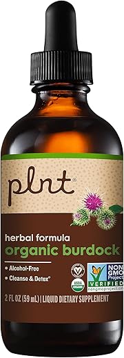 plnt - Burdock Orgânico Líquido, Limpeza Profunda, 100ml