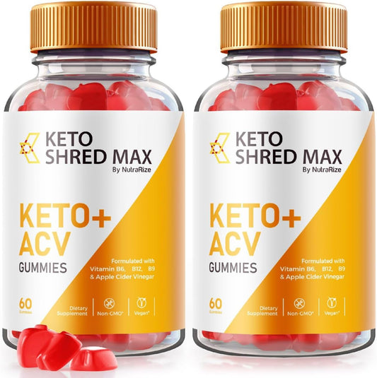NutraRize - (2 Pacotes) Gomas Keto Shred Max Keto ACV, Fórmula Avançada para Perda de Peso, Suplemento Keto Shred Max Keto Plus, Goma Keto ACV, Avaliações KetoShred Max Gomitas