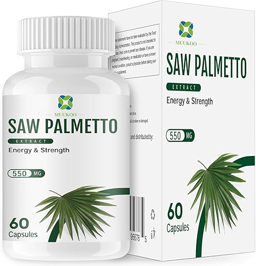 MuuKoo - Extrato de Saw Palmetto para Próstata Saudável – 60 Cápsulas (30 Dias) 450mg Pó e 100mg Extrato | Saúde Herbal