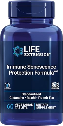 Fórmula de Imunossenescência com Cistanche Padronizada, Reishi e Chá PU-ERH, 60 Comprimidos Vegetarianos - Life Extension