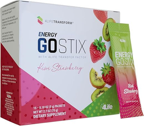 Energy Go Stix – Fonte de Energia Saudável – Mistura de Bebida de Kiwi Morango – Contém Cafeína Natural de Guaraná, Maca, Yerba Mate e Extrato de Folha de Chá Verde – 15 Pacotes - 4Life