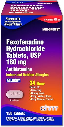 Fexofenadine Antialérgico Alívio de Alergia Indoor Outdoor 150 Comprimidos - Ohm