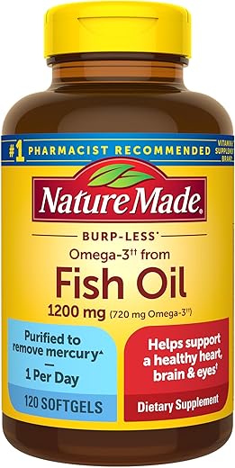 Ômega 3 Fish Oil 1200 mg – Óleo de Peixe em Cápsulas, Ômega 3 para Coração, Cérebro e Olhos Saudáveis, 1 Cápsula ao Dia - Nature Made